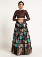 Black Printed Silk Lehenga ( Set of 2) - Image 4