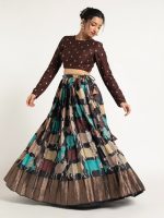 Black Printed Silk Lehenga ( Set of 2) - Image 3