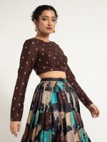 Black Printed Silk Lehenga ( Set of 2) - Image 2
