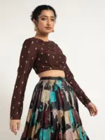 Black Printed Silk Lehenga ( Set of 2) - Image 2
