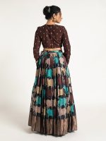 Black Printed Silk Lehenga ( Set of 2) - Image 5