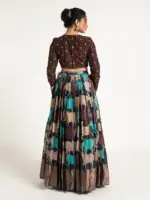 Black Printed Silk Lehenga ( Set of 2) - Image 5