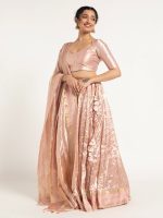 Onion Pink Tissue Silk Lehenga Set Of 3