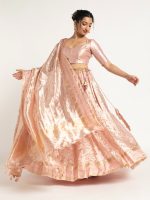 Onion Pink Tissue Silk Lehenga Set Of 3 - Image 5