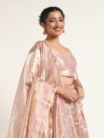 Onion Pink Tissue Silk Lehenga Set Of 3 - Image 2