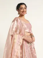 Onion Pink Tissue Silk Lehenga Set Of 3 - Image 2