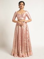 Onion Pink Tissue Silk Lehenga Set Of 2 - Image 4