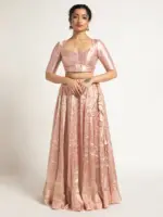 Onion Pink Tissue Silk Lehenga Set Of 2 - Image 4