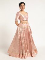 Onion Pink Tissue Silk Lehenga Set Of 2