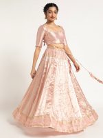 Onion Pink Tissue Silk Lehenga Set Of 2 - Image 2