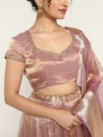 Lavender Tissue silk Lehenga ( Set of 3) - Image 2