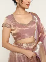 Lavender Tissue silk Lehenga ( Set of 3) - Image 2