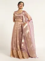 Lavender Tissue silk Lehenga ( Set of 3) - Image 4