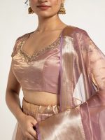 Lavender Tissue silk Lehenga ( Set of 3) - Image 3