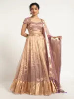 Lavender Tissue silk Lehenga ( Set of 3)