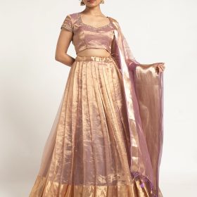 Lavender Tissue silk Lehenga ( Set of 3)