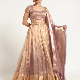Lavender Tissue silk Lehenga ( Set of 3)