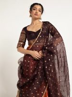Rust Orange Silk Lehenga ( Set of 3 ) - Image 4