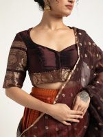 Rust Orange Silk Lehenga ( Set of 3 ) - Image 2