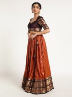 Rust Orange Silk Lehenga ( Set of 2 ) - Image 3