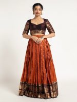 Rust Orange Silk Lehenga ( Set of 2 )