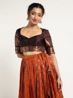 Rust Orange Silk Lehenga ( Set of 2 ) - Image 2