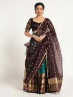 Teal Blue Silk Lehenga ( Set of 3 )