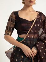 Teal Blue Silk Lehenga ( Set of 3 ) - Image 3