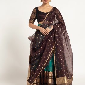Teal Blue Silk Lehenga ( Set of 3 )