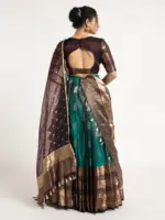 Teal Blue Silk Lehenga ( Set of 3 ) - Image 5