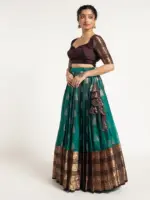 Teal Blue Silk Lehenga ( Set of 2 ) - Image 3