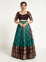 Teal Blue Silk Lehenga ( Set of 2 )