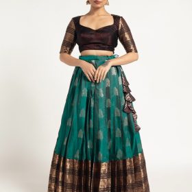 Teal Blue Silk Lehenga ( Set of 2 )