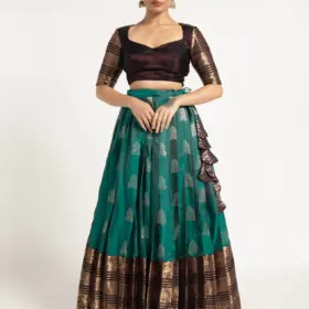 Teal Blue Silk Lehenga ( Set of 2 )