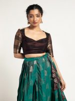 Teal Blue Silk Lehenga ( Set of 2 ) - Image 2