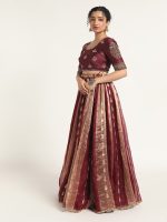 Burgundy Tissue Silk Lehenga ( Set of 2 ) - Image 3