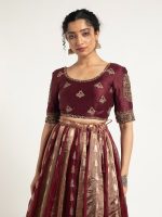 Burgundy Tissue Silk Lehenga ( Set of 2 ) - Image 2