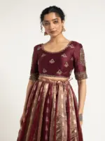 Burgundy Tissue Silk Lehenga ( Set of 2 ) - Image 2