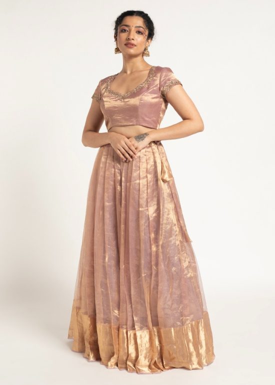 Lavender Tissue silk Lehenga ( Set of 2)