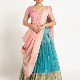 Blue Kota Silk Lehenga Set of 3