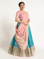 Blue Kota Silk Lehenga Set of 3 - Image 2