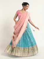 Blue Kota Silk Lehenga Set of 3 - Image 4