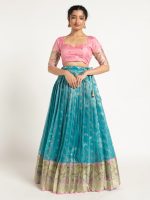 Blue Kota Silk Lehenga Set of 2