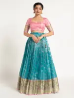 Blue Kota Silk Lehenga Set of 2