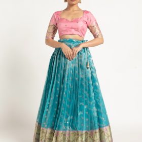 Blue Kota Silk Lehenga Set of 2