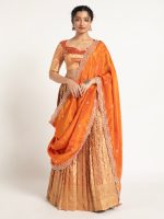 Orange Tissue Silk Lehenga Set of 3