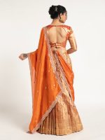 Orange Tissue Silk Lehenga Set of 3 - Image 5