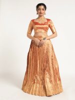 Orange Tissue Silk Lehenga Set of 2
