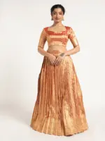 Orange Tissue Silk Lehenga Set of 2