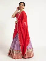 Purple Kota Silk Lehenga Set of 3 - Image 4